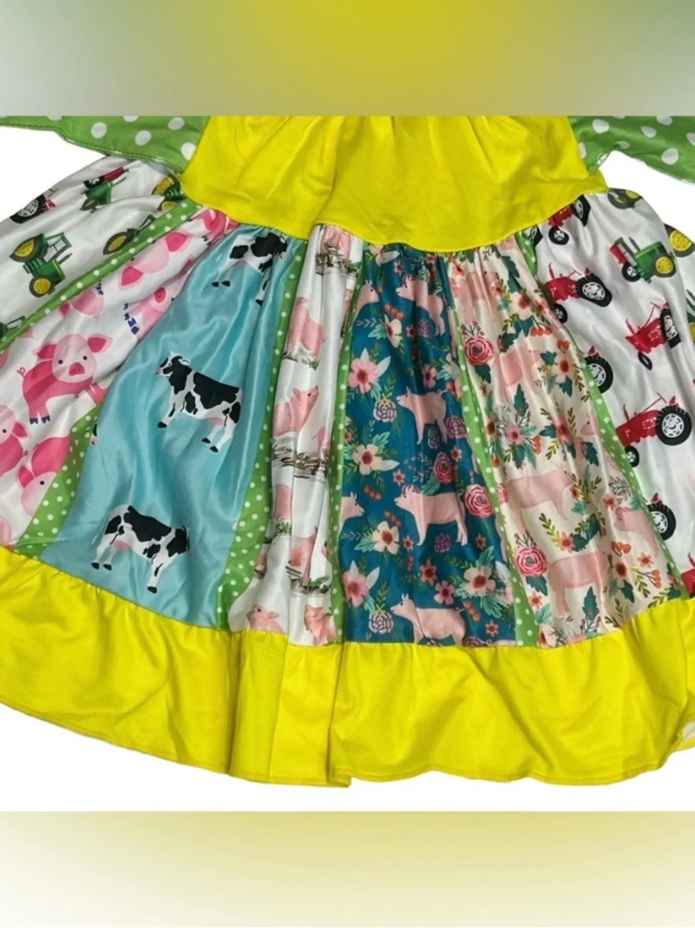 NEW Boutique Farm Tractor Cow Pig Girls Sleeveless Panel Twirl Dress 12/18